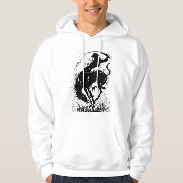 Dynamic Cowboy Rodeo Silhouette Art Hoodie (Vorderseite)