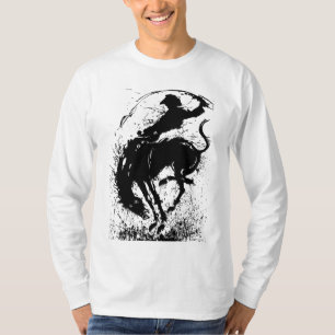 Dynamic Cowboy Rodeo Silhouette Art T-Shirt