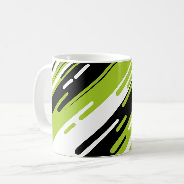 Dynamic Diagonal Striped Abstract Design Kaffeetasse (Vorderseite Links)