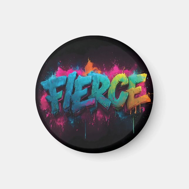 Dynamic Digital Street Art mit dem Wort Fierce Magnet (Vorne)