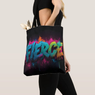 Dynamic Digital Street Art mit dem Wort Fierce Tasche