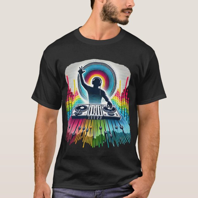 Dynamic DJ Silhouette T - Shirt mit Vibrant Equali (Vorderseite)