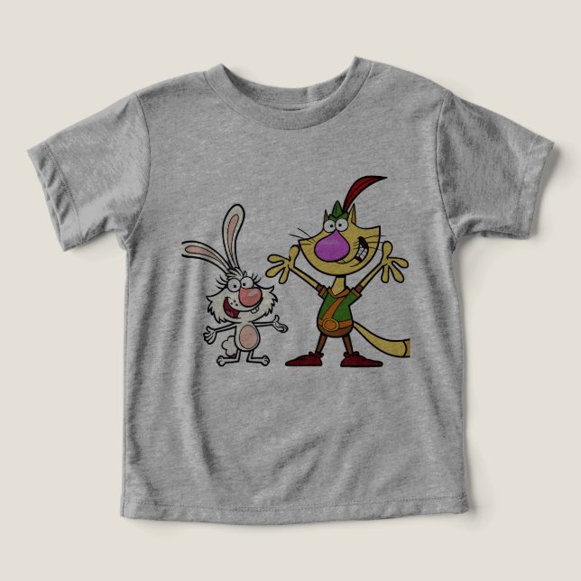 Dynamic Duo - Silly Cat and Rabbit t-shert  bebe (Design Recto)