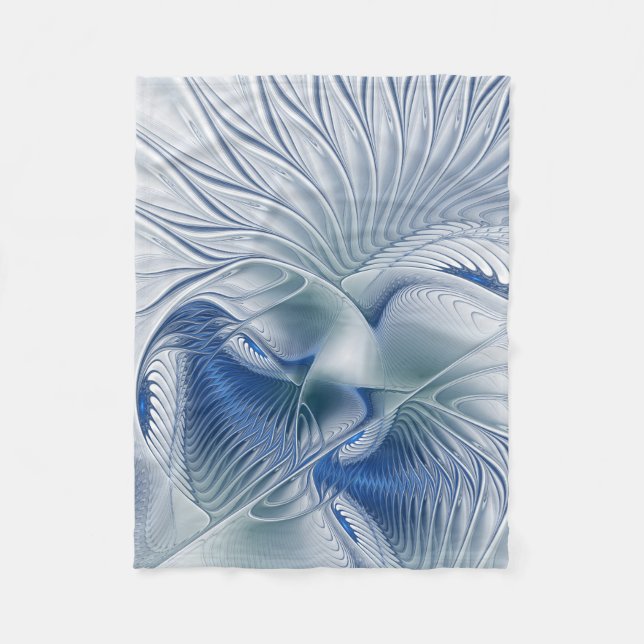 Dynamic Fantasy Abstrakt Blue Tones Fraktal Art Fleecedecke (Vorderseite)