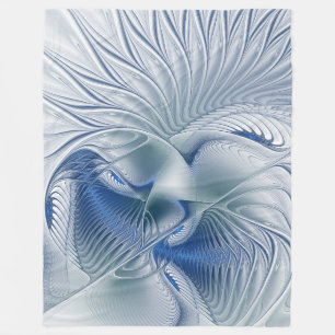 Dynamic Fantasy Abstrakt Blue Tones Fraktal Art Fleecedecke