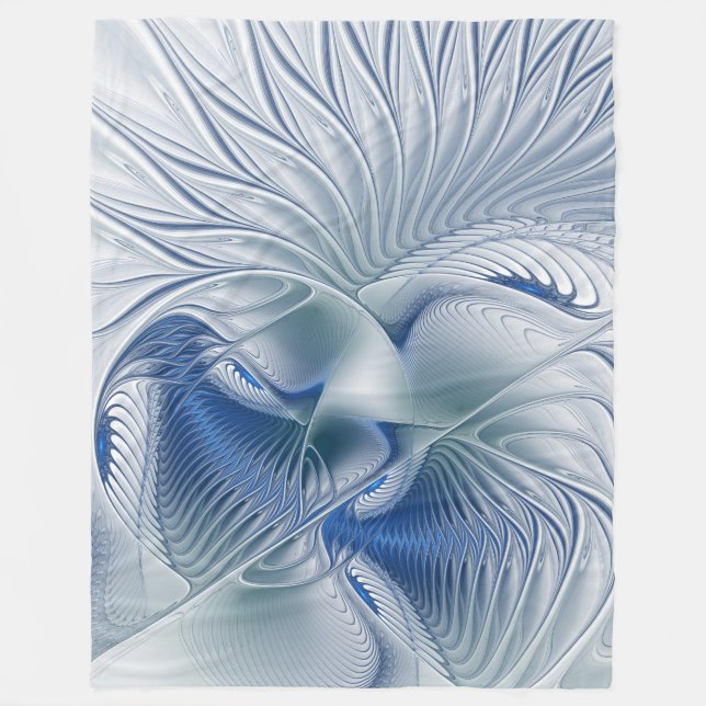 Dynamic Fantasy Abstrakt Blue Tones Fraktal Art Fleecedecke (Vorderseite)