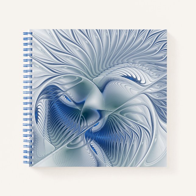 Dynamic Fantasy Abstrakt Blue Tones Fraktal Art Notizbuch (Vorderseite)