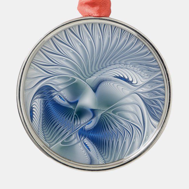 Dynamic Fantasy Abstrakt Blue Tones Fraktal Art Ornament Aus Metall (Vorne)