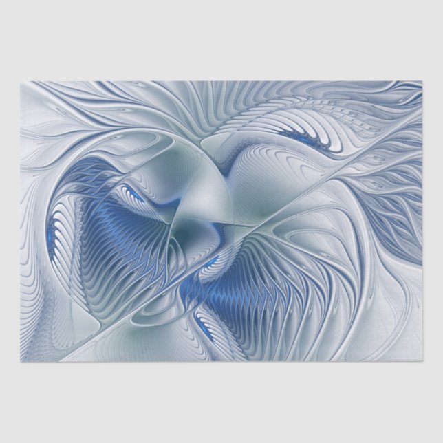 Dynamic Fantasy Abstrakt Blue Tones Fraktal Art Seidenpapier (Vorderseite)