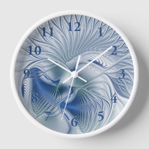 Dynamic Fantasy Abstrakt Blue Tones Fraktal Art Uhr
