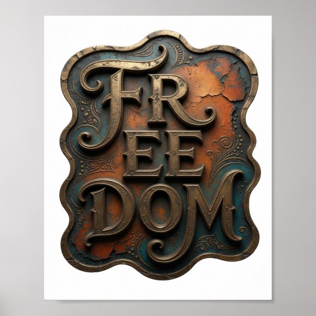 Dynamic Gold FREEDOM Zitat Design Poster (Vorne)