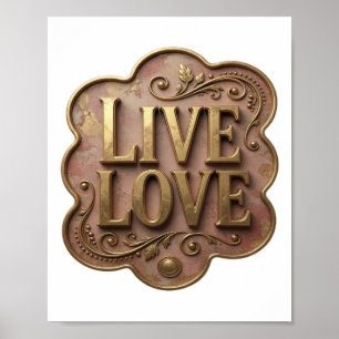 Dynamic Gold LIVE LOVE Moderne Gestaltung Poster