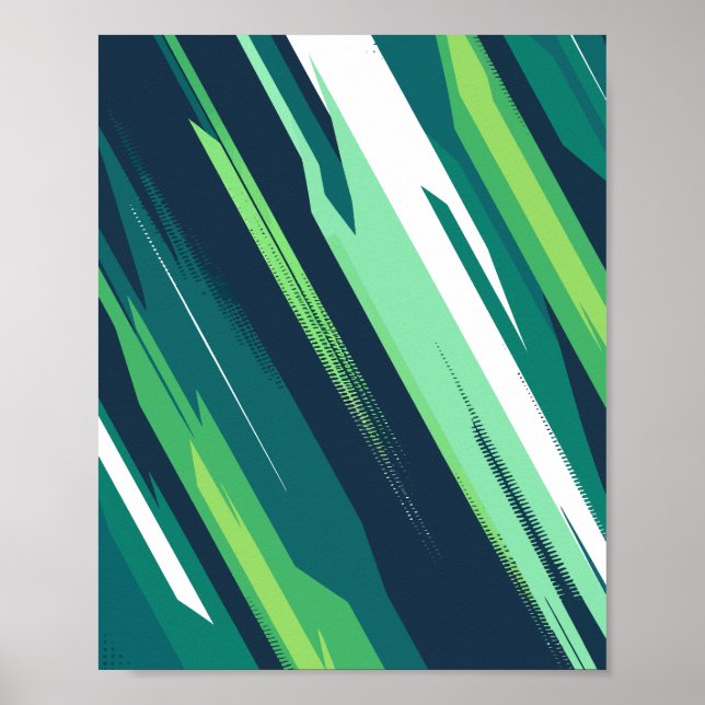 Dynamic Green Abstrakt Diagonal Streams Design Poster (Vorne)