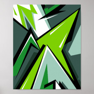 Dynamic Green Geometric Abstrakt Art Poster