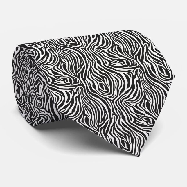 Dynamic High-Contrast Black and White Zebra Krawatte (Gerollt)