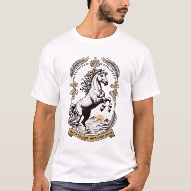 Dynamic Horse Emblem, Chinese New Year Gift T-Shirt (Vorderseite)