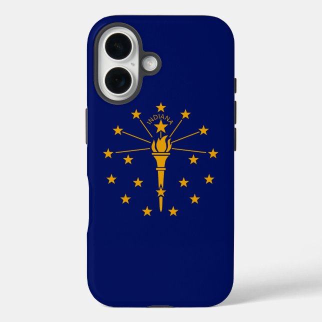 Dynamic Indiana State Flag Graphic on a iPhone 16 Hülle (Rückseite)