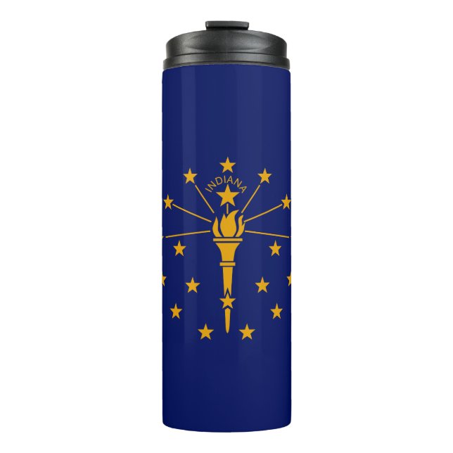 Dynamic Indiana State Flag Graphic on a Thermosbecher (Vorderseite)