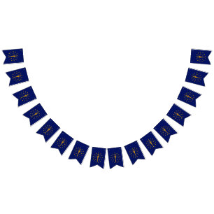 Dynamic Indiana State Flag Graphic on a Wimpelkette