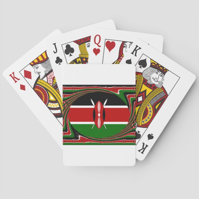 Dynamic Kenyan Flag Vector: Ein energetisches Desi Spielkarten (Rückseite)