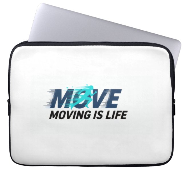 Dynamic logo with runner silhouette and text Move  Laptopschutzhülle (Vorderseite)