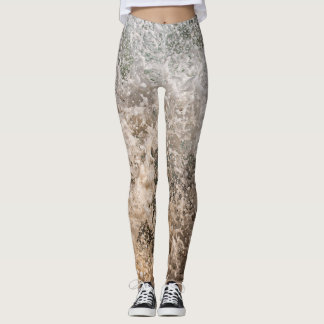 Dynamic Ocean Waves and Sea Foam Abstract Leggings