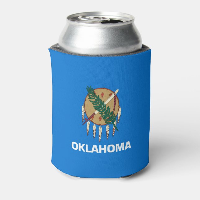 Dynamic Oklahoma State Flag Graphic on a Dosenkühler (Kanne Rückseite)