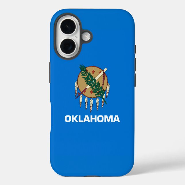 Dynamic Oklahoma State Flag Graphic on a iPhone 16 Hülle (Rückseite)