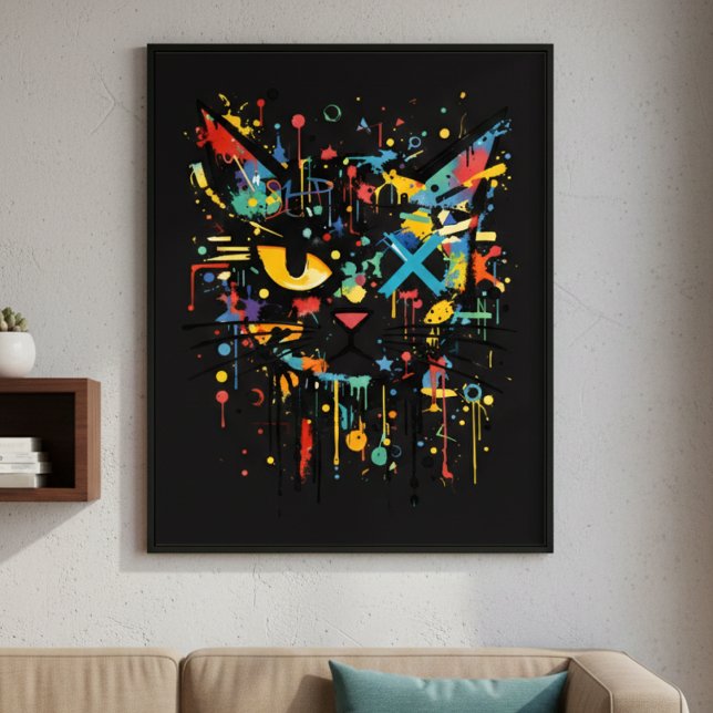 Dynamic Paint Splatter Cat Face Decorative  Poster (Von Creator hochgeladen)
