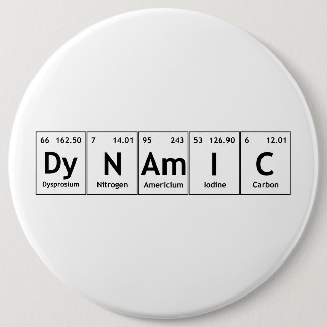 DyNAmIC Periodic Table Element Word Chemistry Atom Button (Vorderseite)