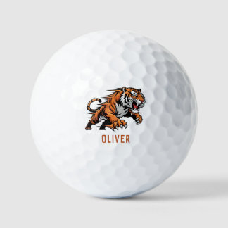Dynamic Pouncing Tiger Mascot Golfball