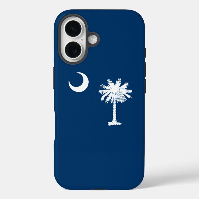 Dynamic South Carolina State Flag Graphic iPhone 16 Hülle (Rückseite)