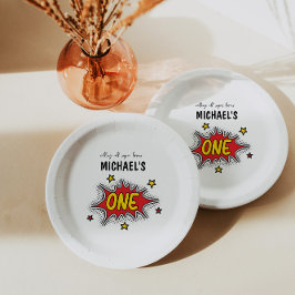 Dynamic Superhero 1. Geburtstag Pappteller