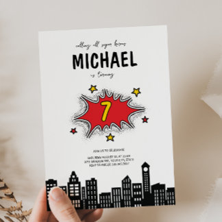 Dynamic Superhero Einladung zum 1. Geburtstag