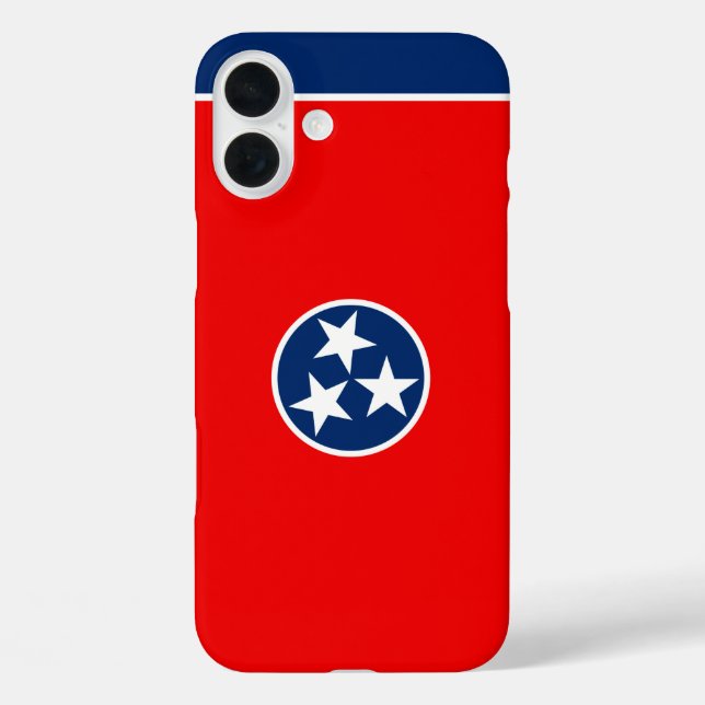 Dynamic Tennessee State Flag Graphic on a iPhone 16 Plus Hülle (Rückseite)