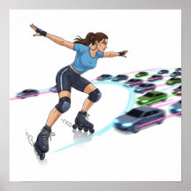 Dynamic Urban Rollerblader Art Design