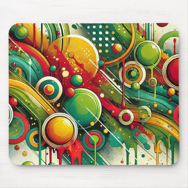 Dynamische Abstrakte Artwork mit bunten Kreisläufe Mousepad (Vorne)