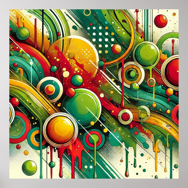 Dynamische Abstrakte Artwork mit bunten Kreisläufe Poster (Vorne)