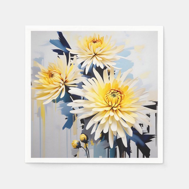 Dynamische Abstrakte BlumenChrysanthemen Serviette (Vorderseite)