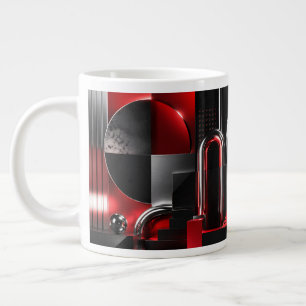 Dynamische abstrakte geometrische Kunst Rot und Sc Jumbo-Tasse