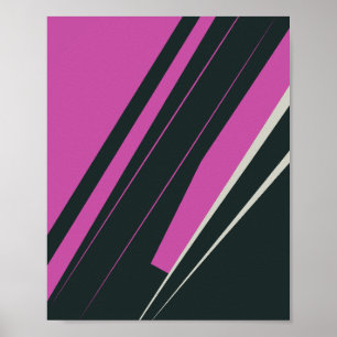 Dynamische Abstrakte Linien in Fuchsia und Black Poster