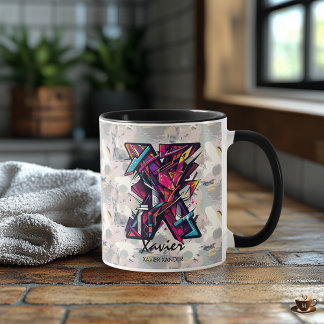 Dynamische Abstrakte Monogramm-Tasse - X für Xavie Tasse