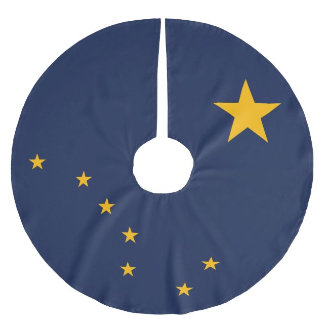 Dynamische Alaska-Staatsflagge Grafik auf einer Polyester Weihnachtsbaumdecke (Vorderseite)