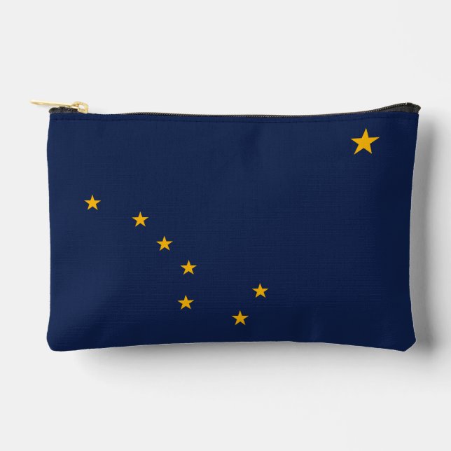 Dynamische Alaska-Staatsflagge Grafik auf einer Zubehörtasche (Vorderseite)