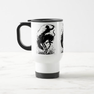 Dynamische Cowboy-Rodeo-Silhouetten-Kunst Reisebecher