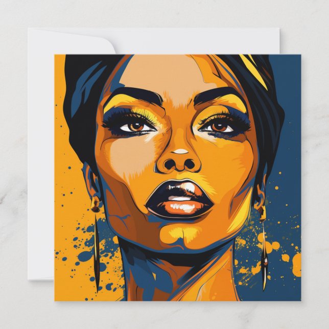 Dynamische Diva: Pop-Kunst für Frauen stärken Mitteilungskarte (Vorderseite)