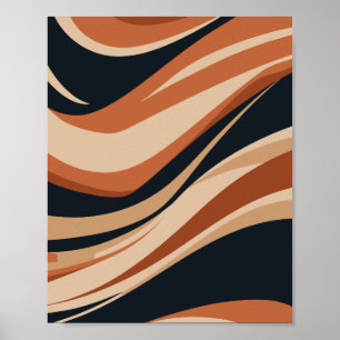 Dynamische Erdtöne Abstrakte Waves Poster