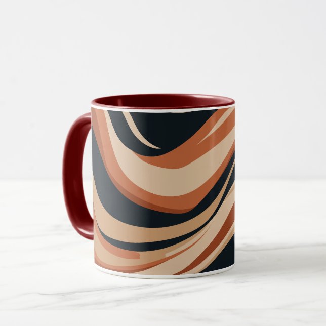 Dynamische Erdtöne Abstrakte Waves Tasse (Vorderseite Links)