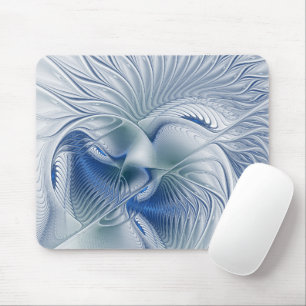 Dynamische Fantasy-Abstrakte Blautöne Fraktalkunst Mousepad
