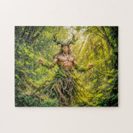 Dynamische Fantasy-Faun in einer Atmosphäre des ve